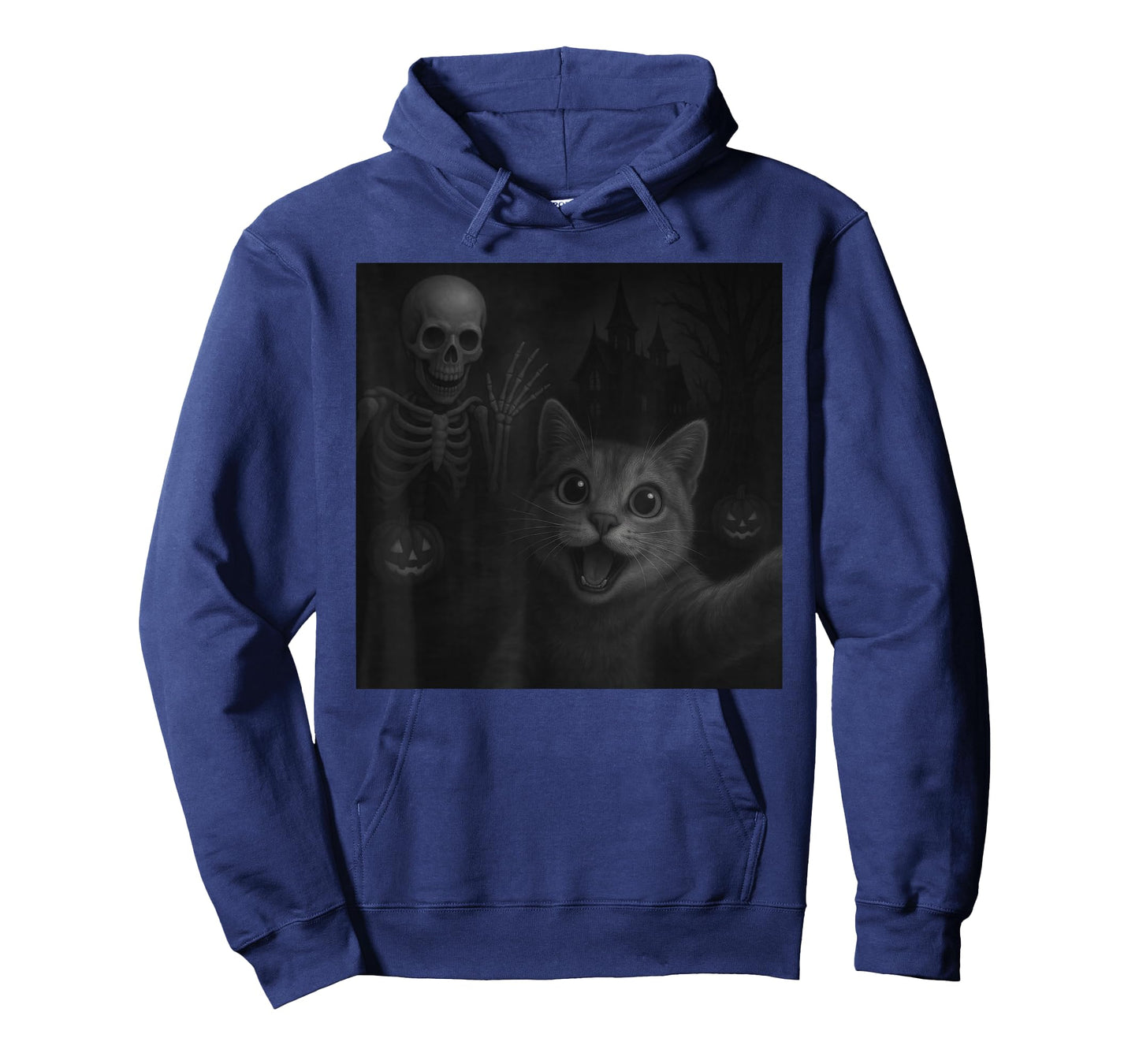 Cat Selfie with Skeleton Halloween Funny T-Shirt