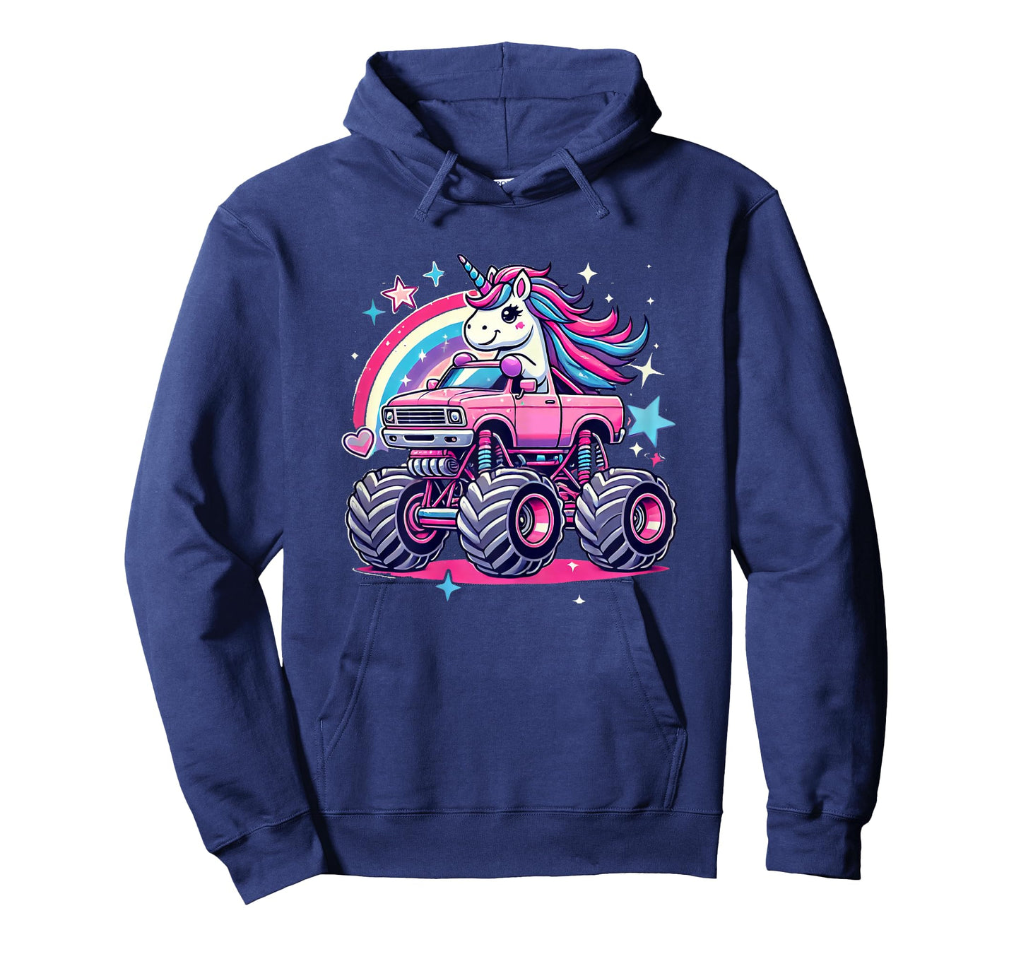 Funny Cute Unicorn Riding A Pink Monster Truck Girls women T-Shirt