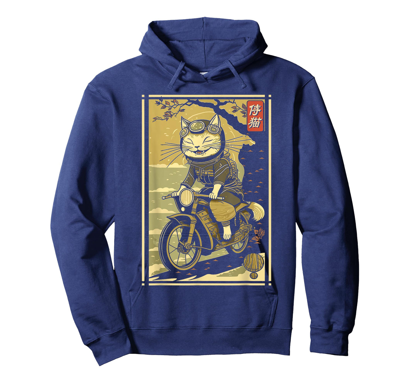 Japanese Samurai Cat on Motorcycle Kawaii Ninja Cat Men Women Kids T-Shirt