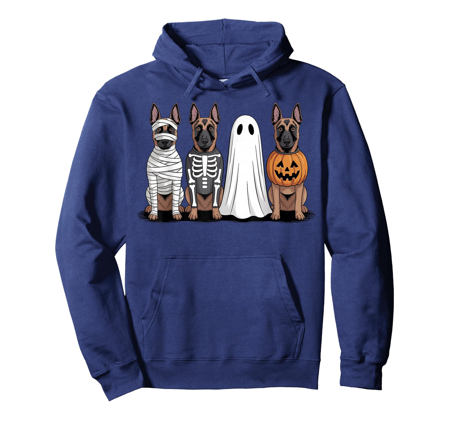 Spooky Ghost Belgian Malinois Pumpkin Halloween Dog Skeleton T-Shirt