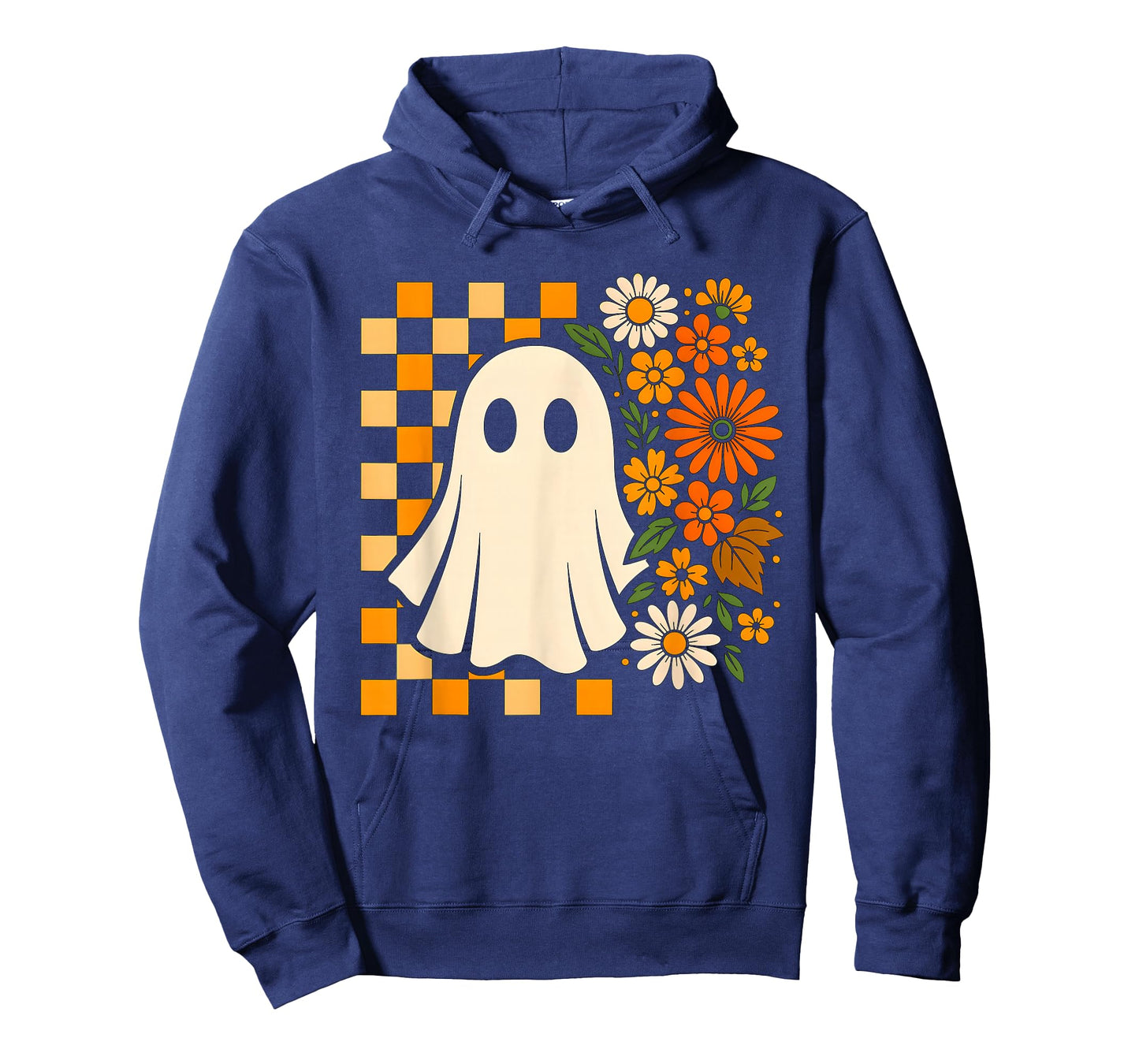 Retro Ghost with Flowers Halloween Icons Fall Design T-Shirt