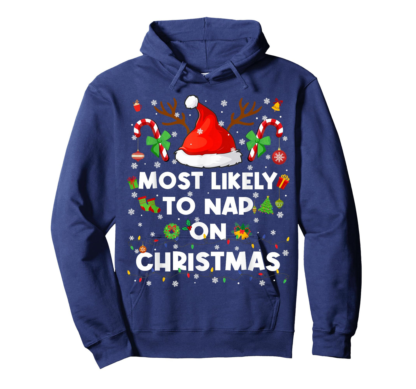 Most Likely to Nap On Christmas Pajamas Pjs Xmas Men Women T-Shirt
