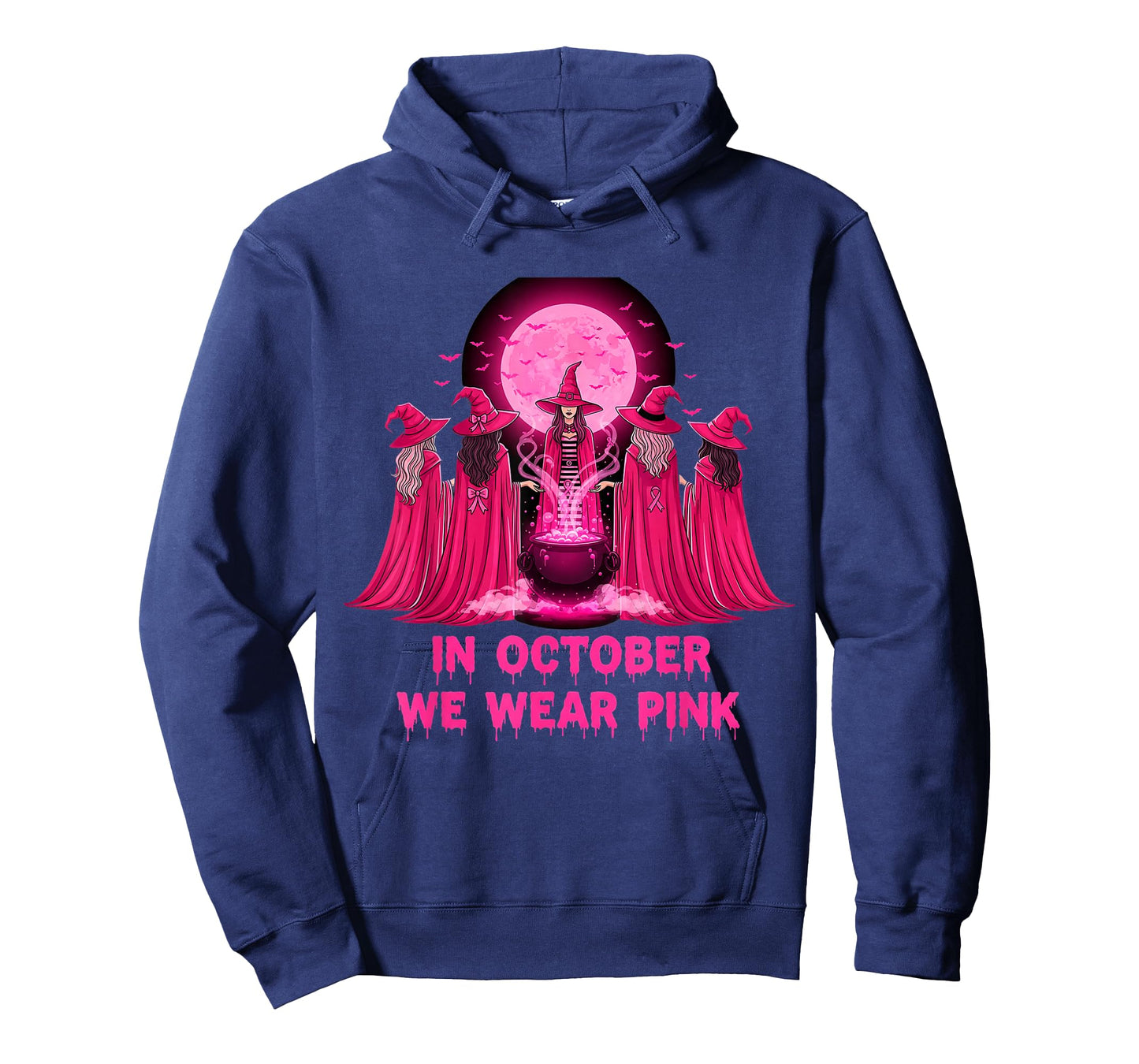 October We Wear Pink Witch Halloween Breast Cancer Awareness T-Shirt