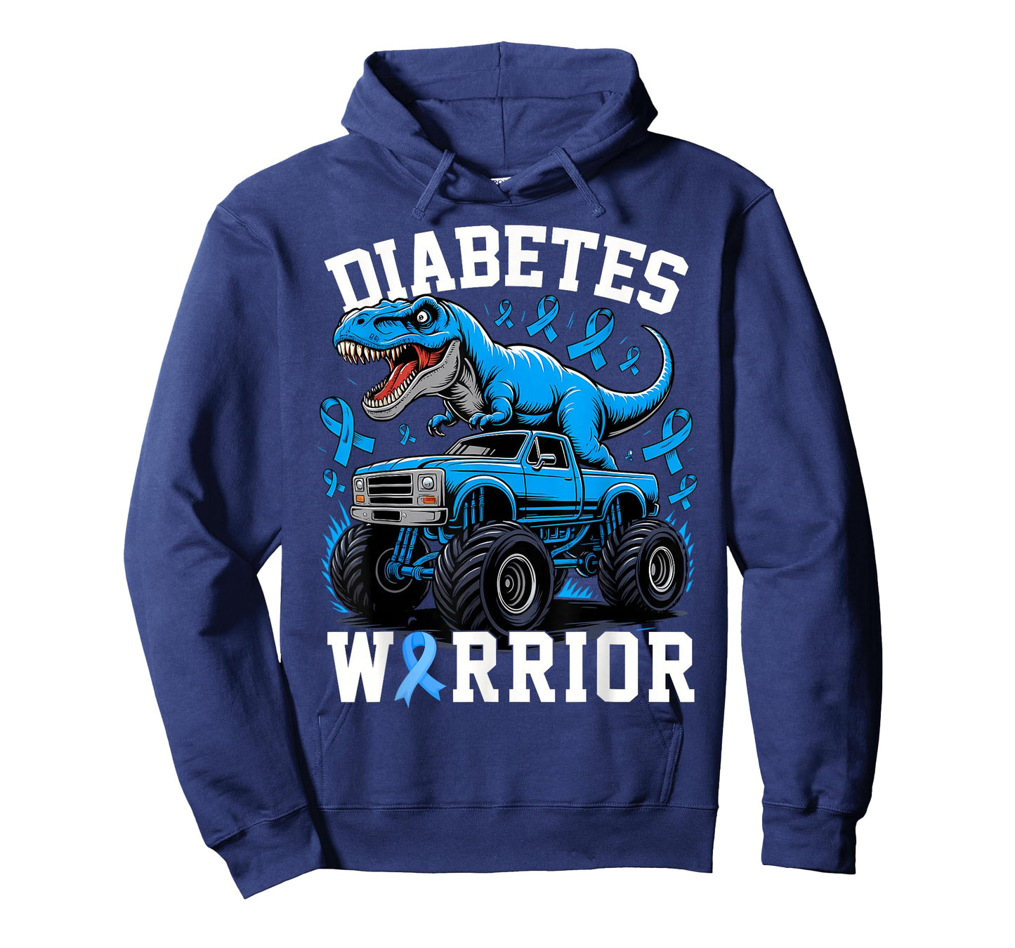 T Rex Dinosaur Monster Truck Blue Type 1 Diabetes Warrior T-Shirt
