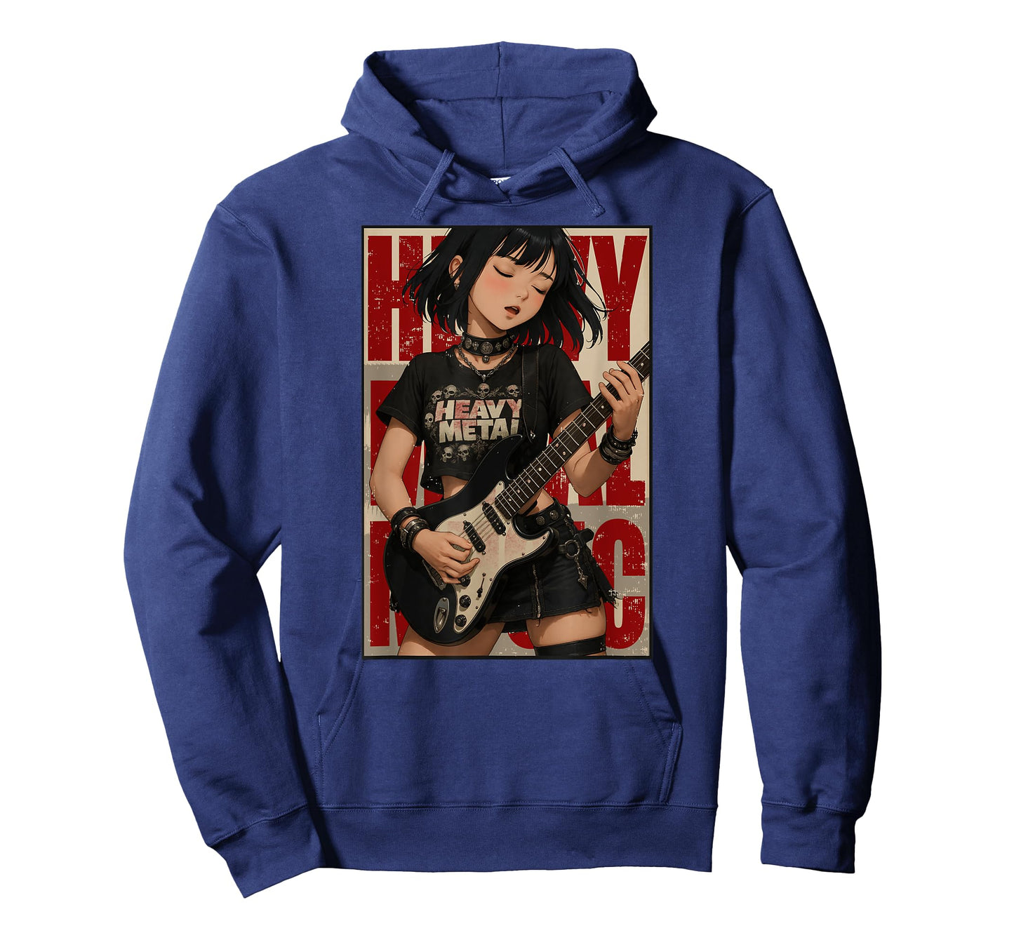 Japanese Anime Girl Electric Guitar Goth Music Lover Women T-Shirt