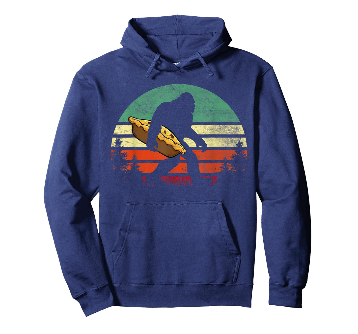 Retro Bigfoot Carrying Apple Pie Thankgiving Sasquatch T-Shirt