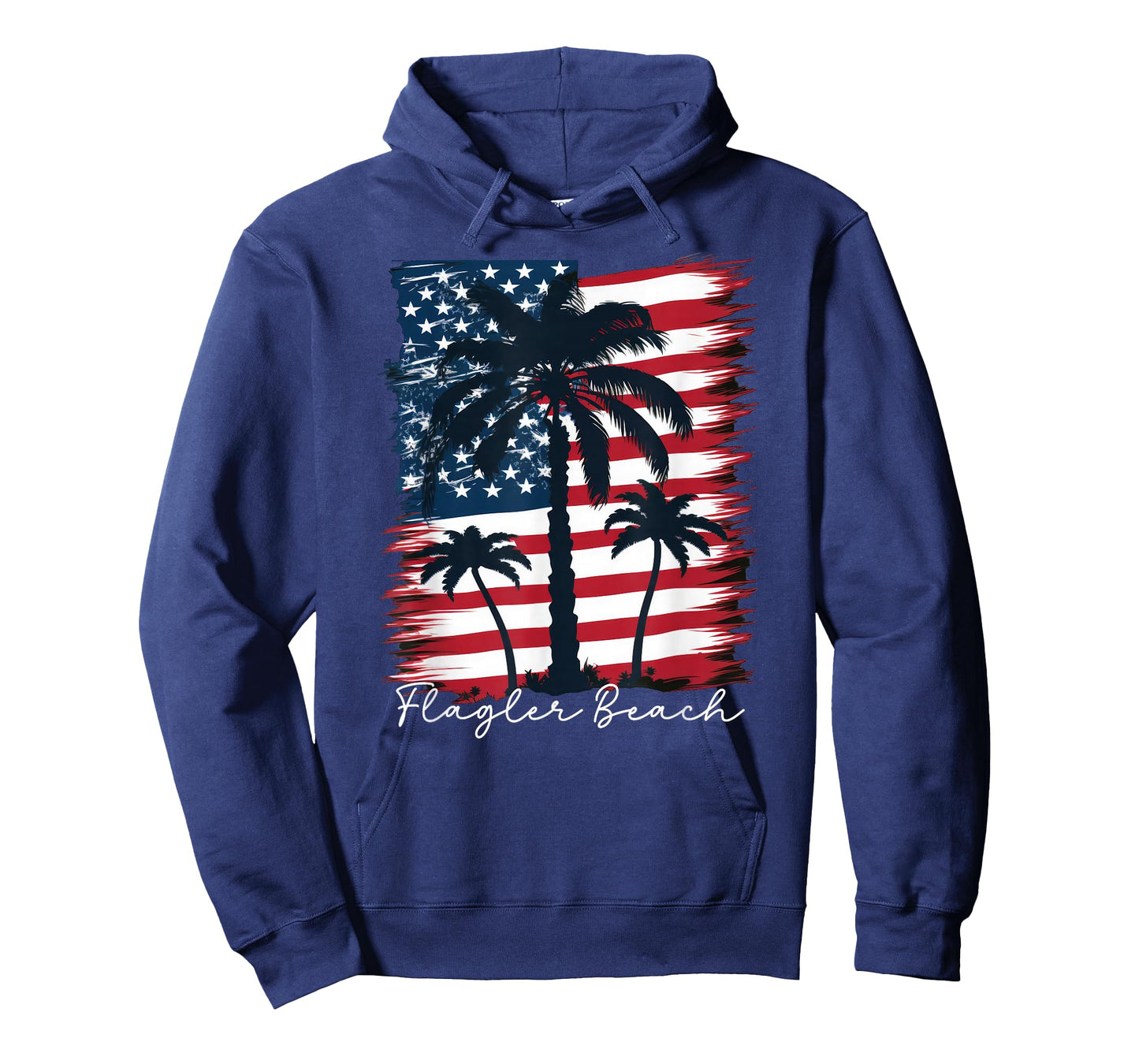 Flagler Beach - Patriotic American Flag Palm Trees T-Shirt