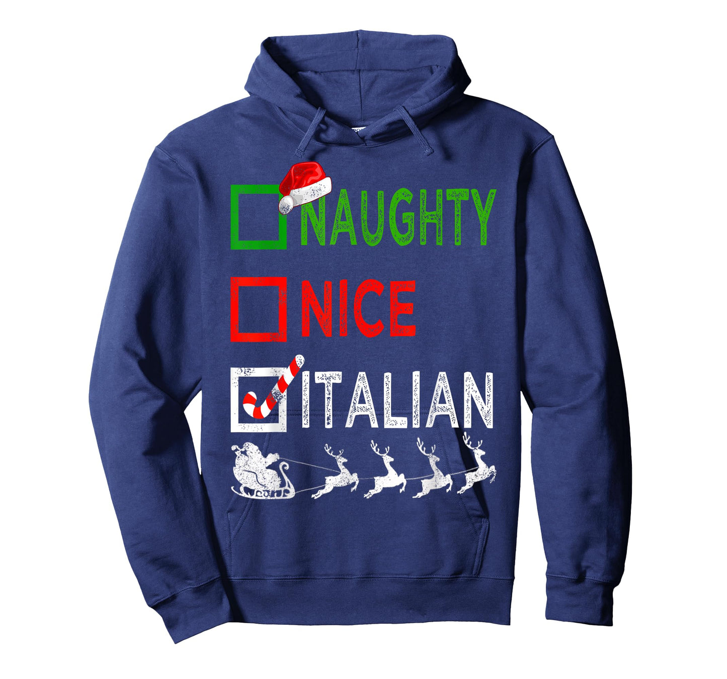Naughty Nice Italian Christmas Pajamas Funny Santa Hat Xmas T-Shirt