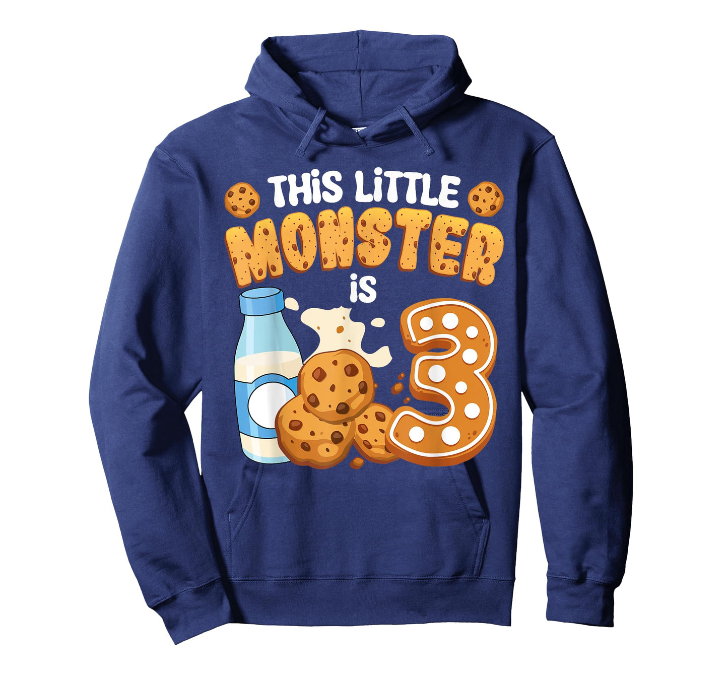 Milk and Cookies This Little Monster Is 3 3rd Bday Boy Girl T-Shirt