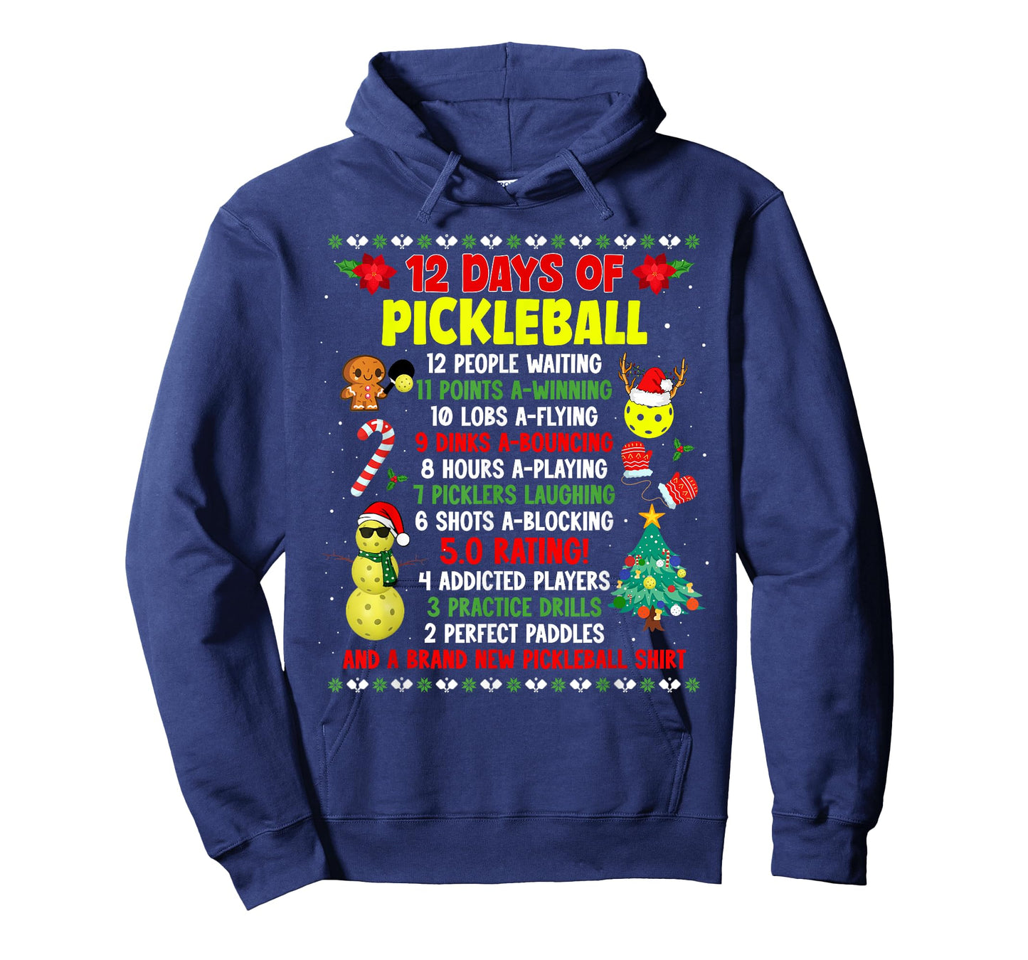 12 Days Of Pickleball Christmas Players Holiday Season T-Shirt