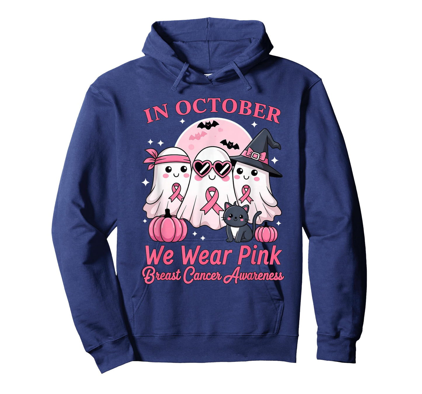 in October We Wear Pink Ghost Squad Breast Cancer Awareness T-Shirt