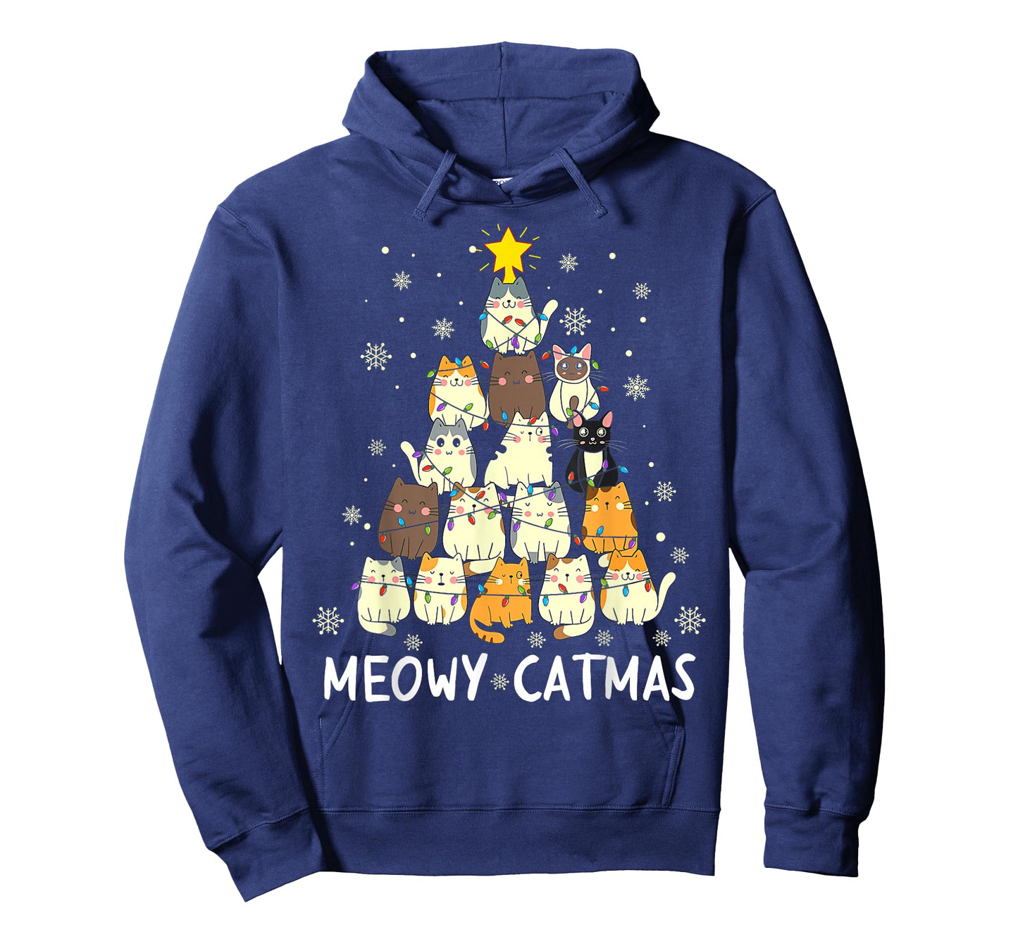 Meowy Catmas Cat Christmas Tree Xmas Girls Boys Funny Santa T-Shirt