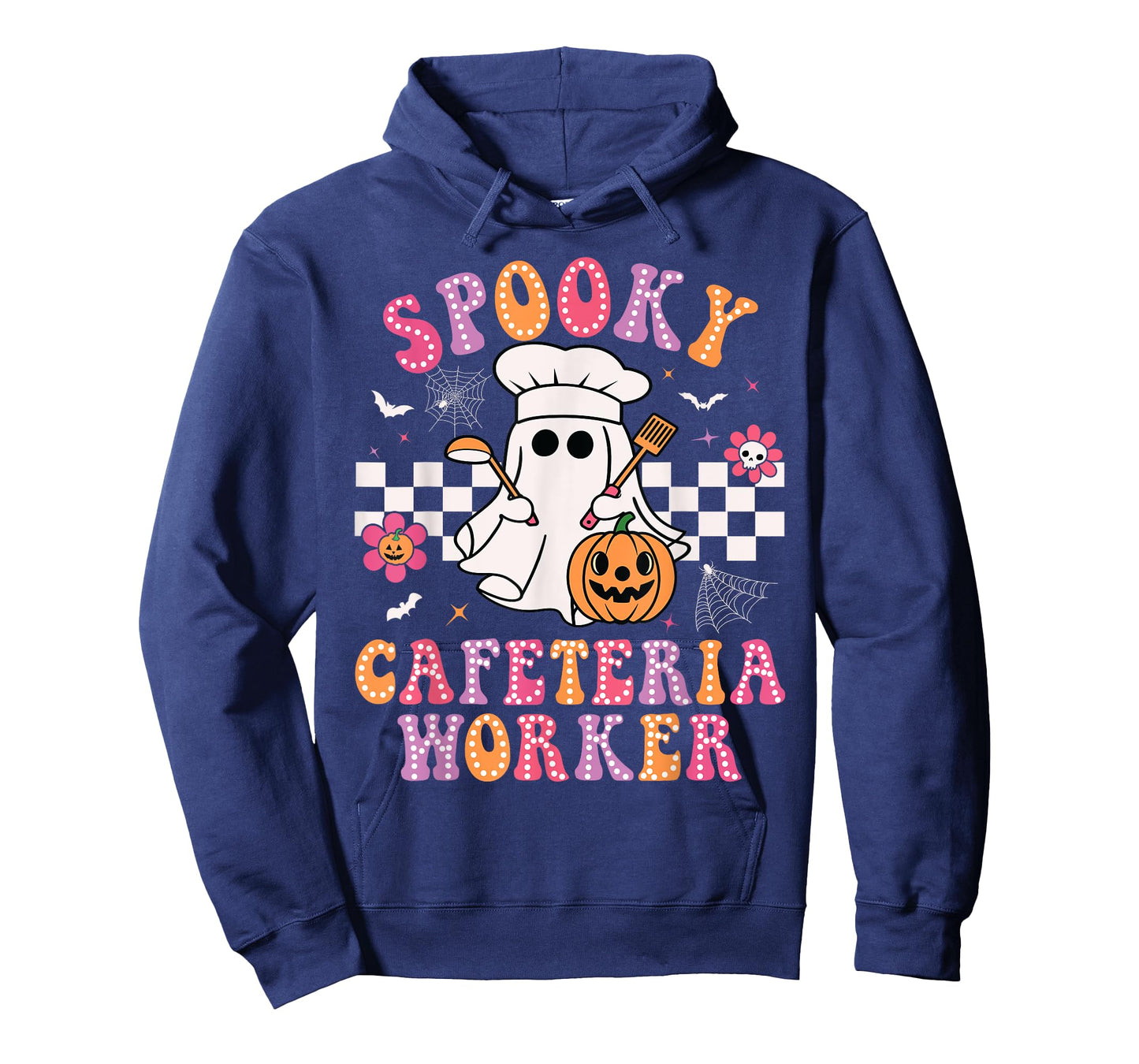 Spooky Cafeteria Worker Ghost Pumpkin Groovy Halloween T-Shirt