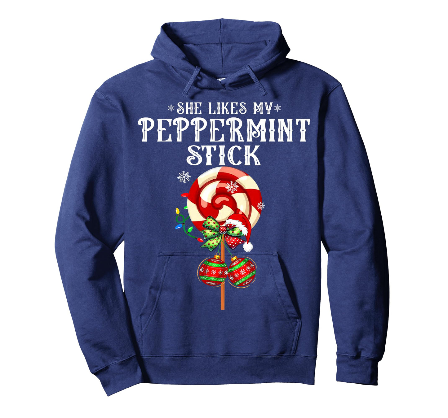 She Likes My Peppermint Stick Couples Christmas Light Pajama T-Shirt