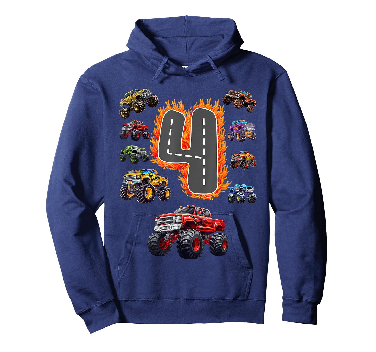 4 Years Old Boys Girls Monster Truck 4th Birthday Kids T-Shirt