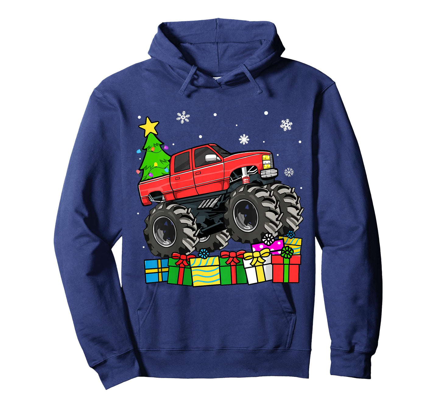 Kids Boys Christmas Monster Truck Kids Merry Christmas Tree T-Shirt