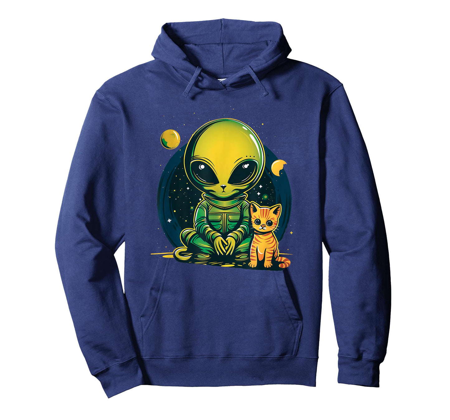 Alien And Cat Funny Cat Selfie With Alien Vintage Ufo Funny T-Shirt