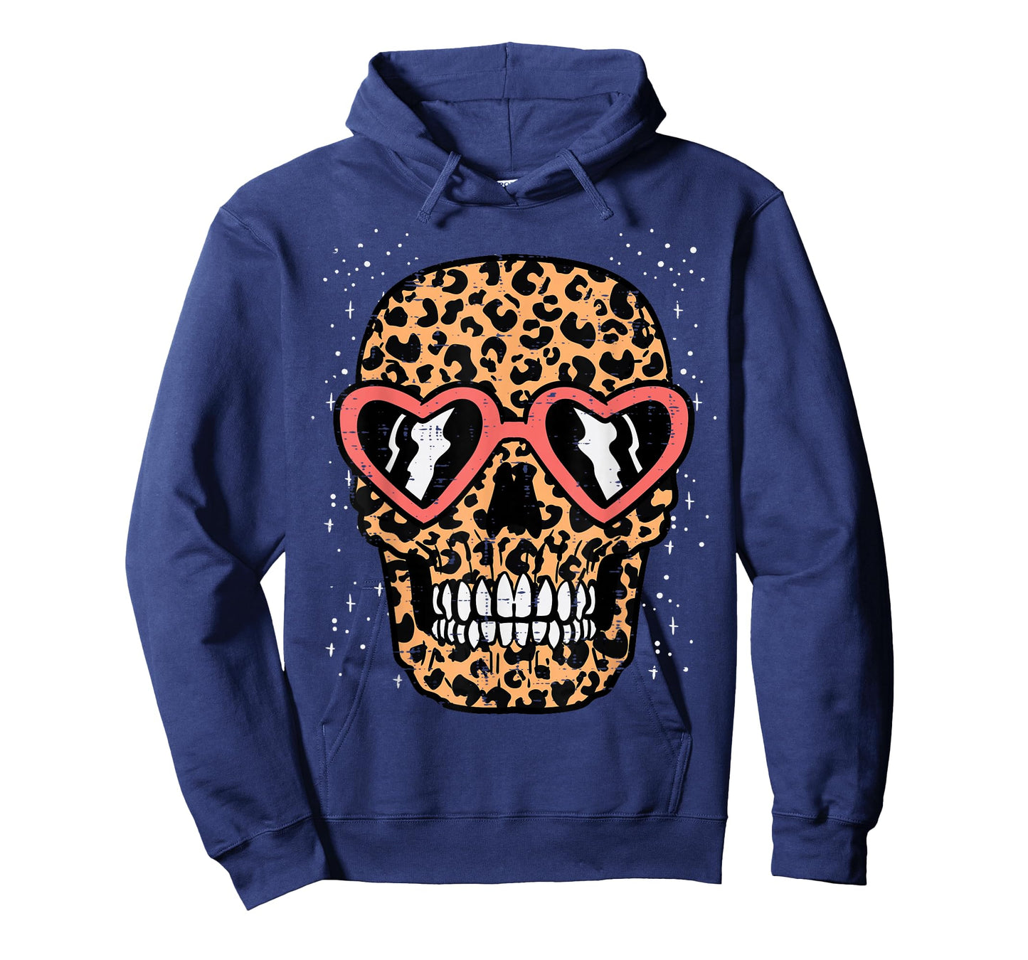 Leopard Print Skull Skeleton Funny Halloween Women T-Shirt