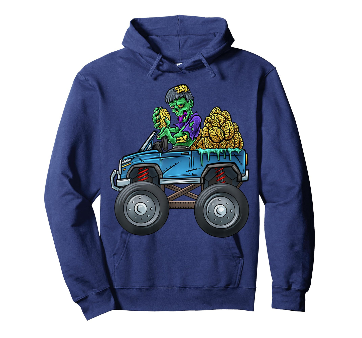 Monster Truck Driving Zombie Eating Brains Halloween Truck T-Shirt