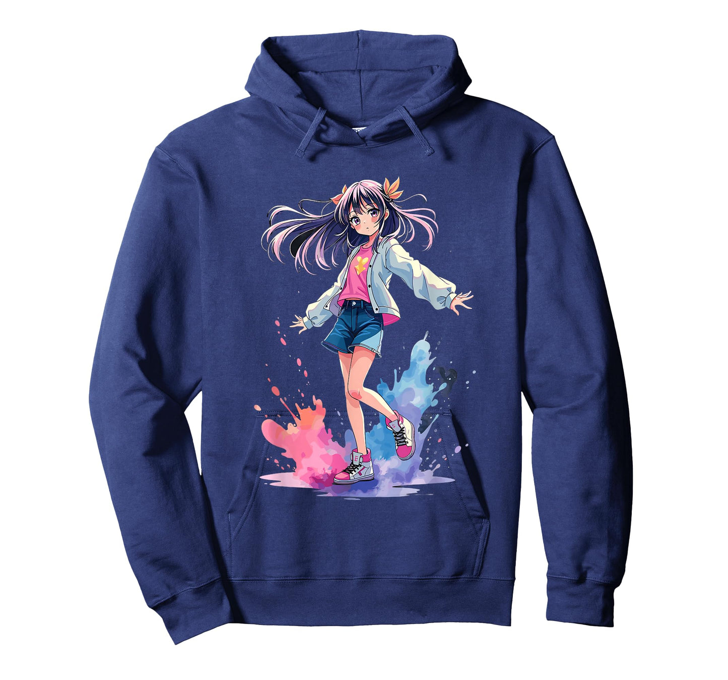 Anime Splash Girl Watercolor Art T-Shirt
