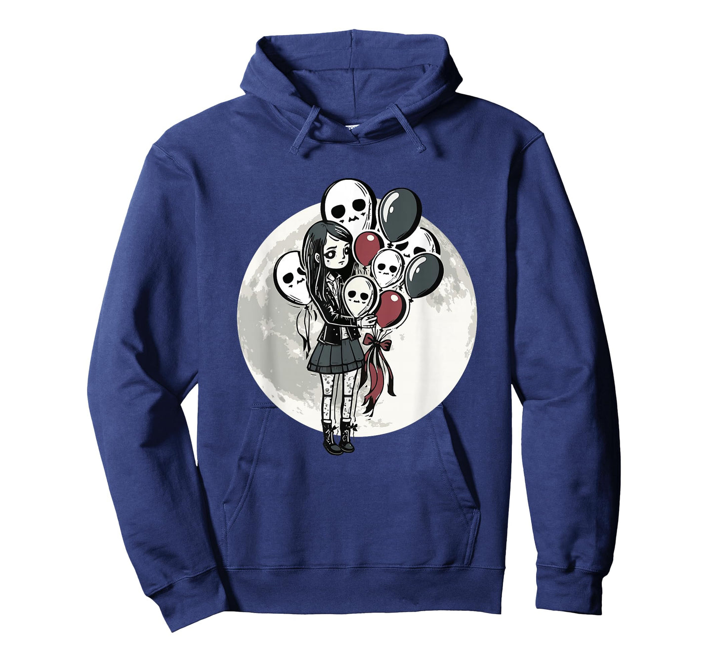 Goth Girl Holding Skull-Balloons - Goth Gothic T-Shirt