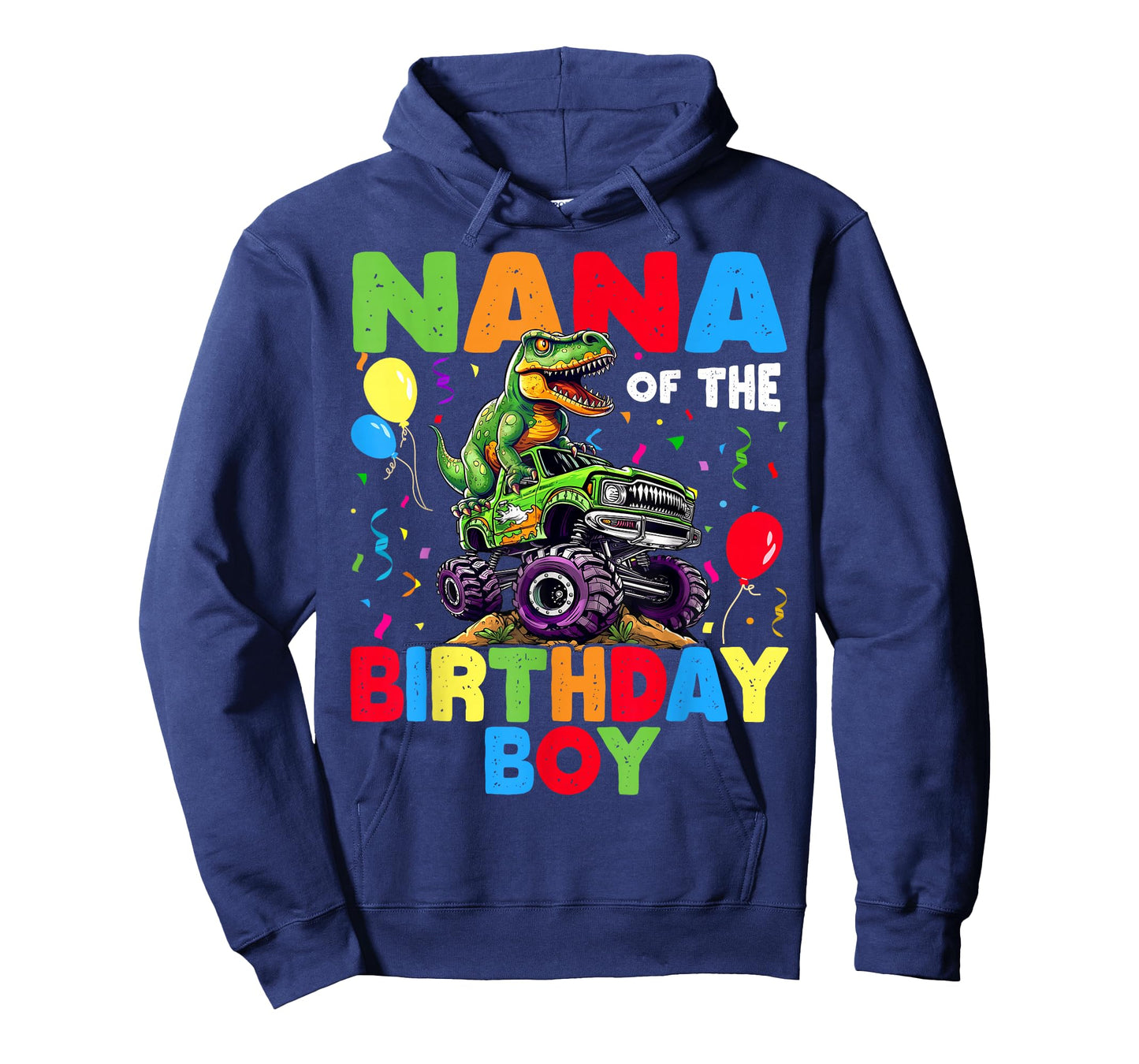 Nana Of The Birthday Boy Dinosaur T-Rex Monster Truck T-Shirt