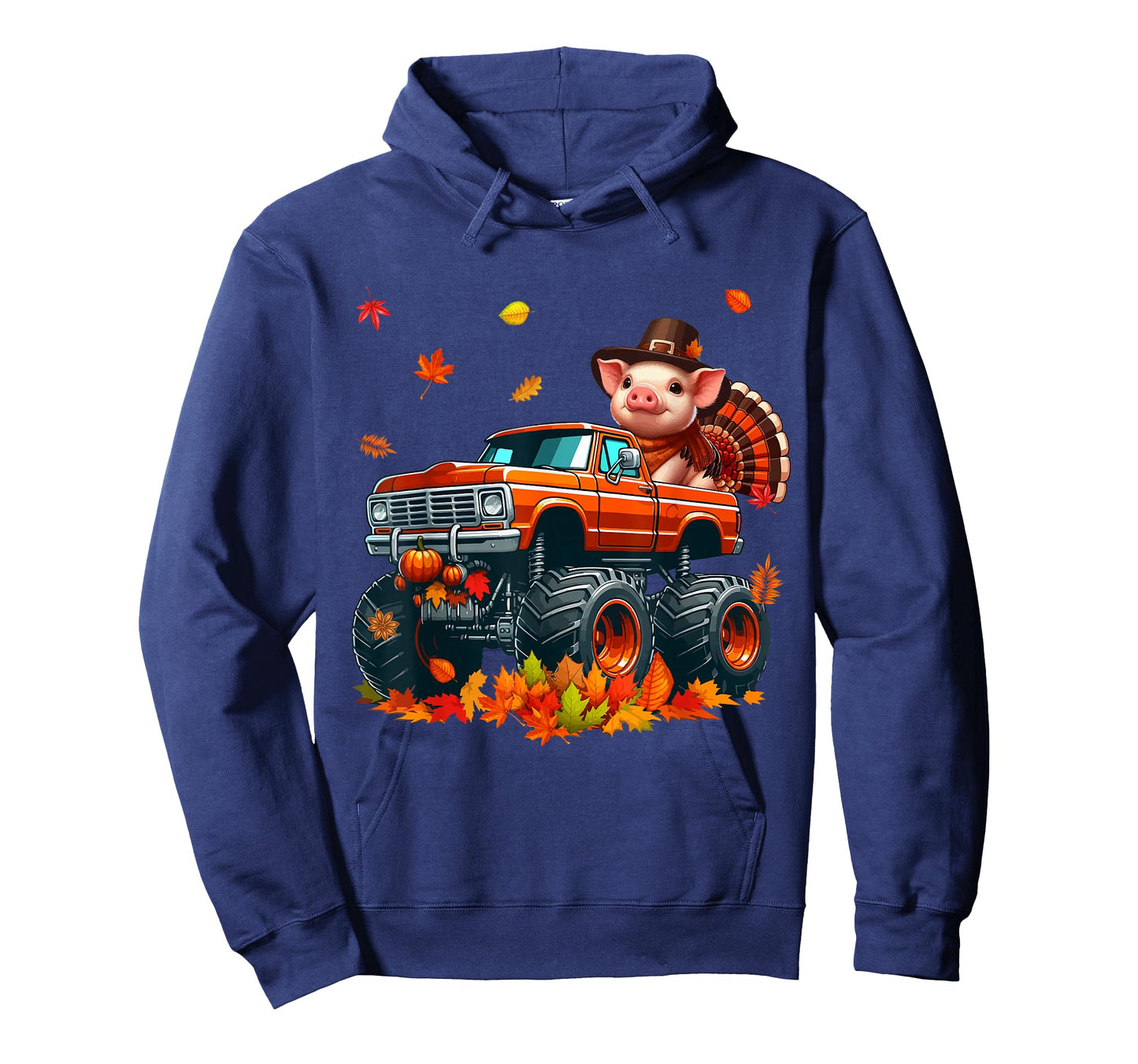 Pig Cosplay Turkey On Monster Truck Thanksgiving Farmer T-Shirt