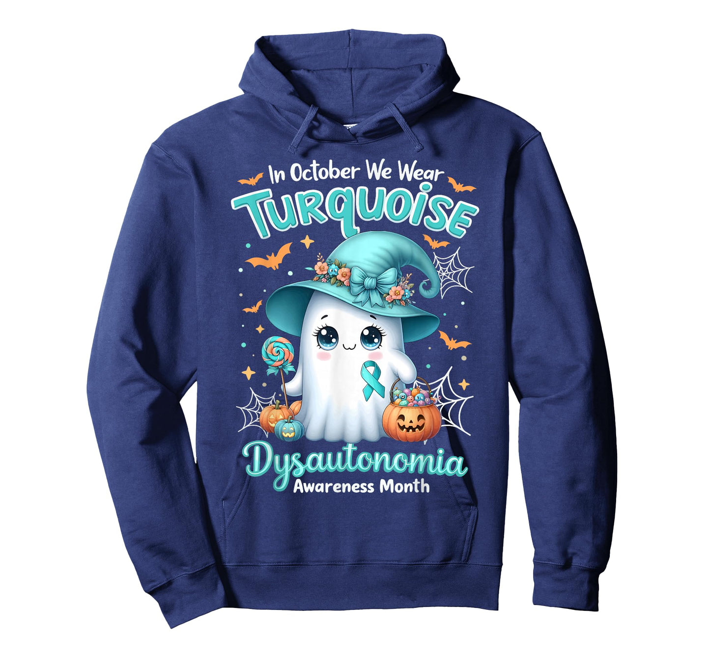 in October We Wear Turquoise Dysautonomia Awareness Ghost T-Shirt
