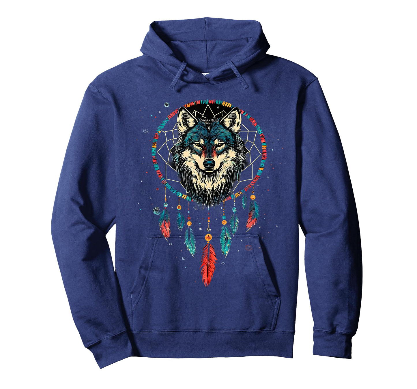Dreamcatcher Wolf Native American Feather Headdress T-Shirt
