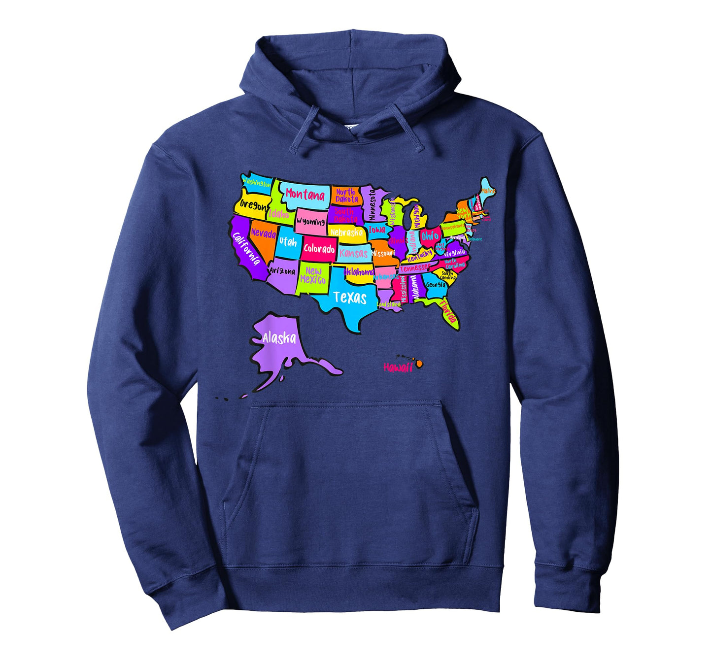 United States of America Colorful Map with State Names T-Shirt