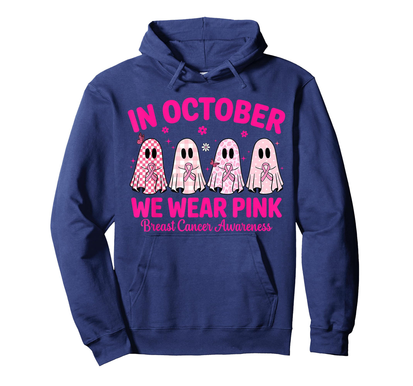 in October We Wear Pink Ghost Breast Cancer Awareness T-Shirt