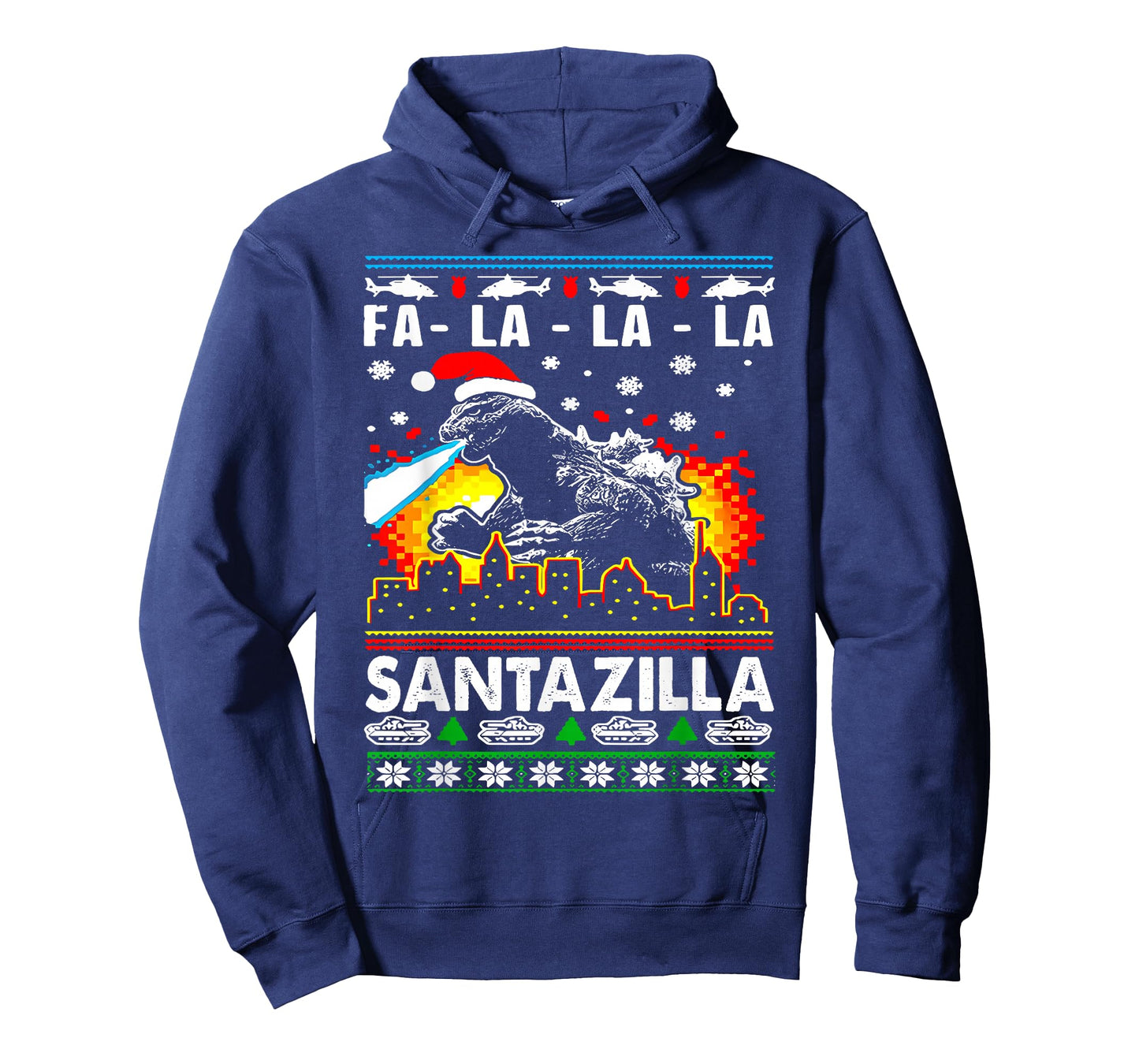 Funny Christmas Santazilla Japanese Monster Dinosaur Boys T-Shirt