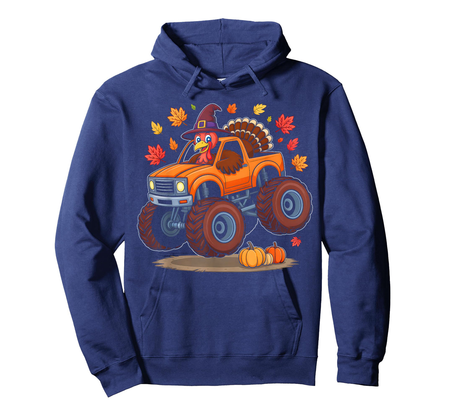 Turkey Monster Truck Thanksgiving Pilgrim Toddlers Boys Kids T-Shirt
