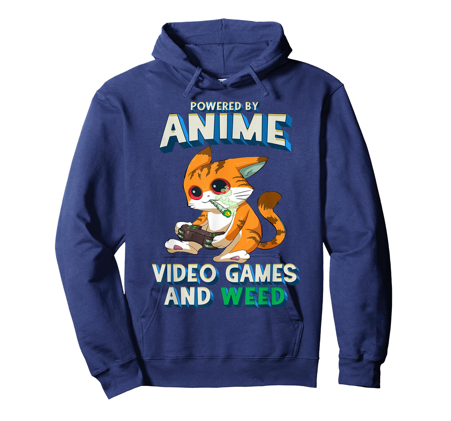 Powered By Anime Video Games Weed Kawaii Gamer Cat Cannabis T-Shirt