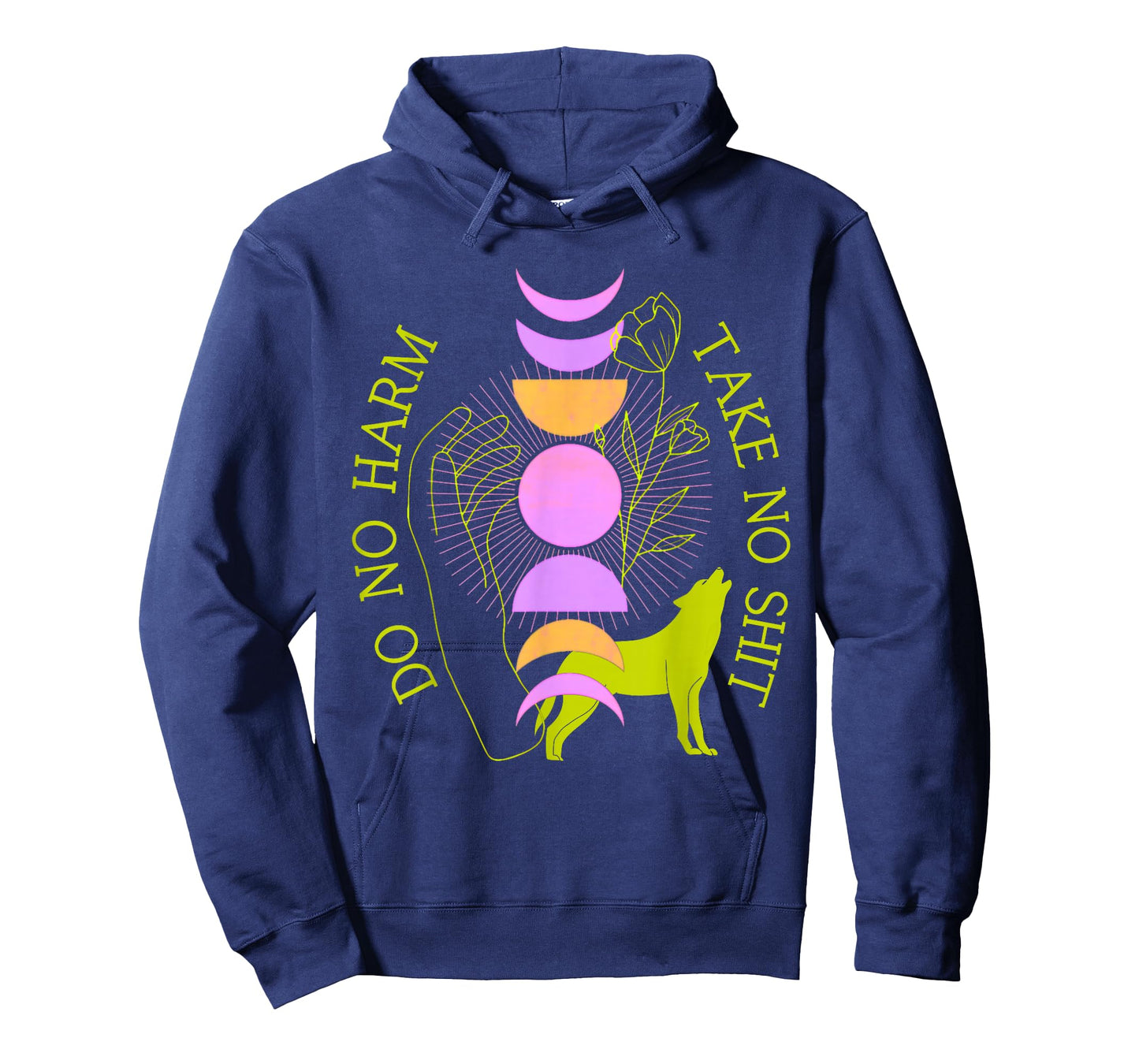 Do No Harm Take No Shit Mystical Moon Phase Wolf Rose Witchy T-Shirt