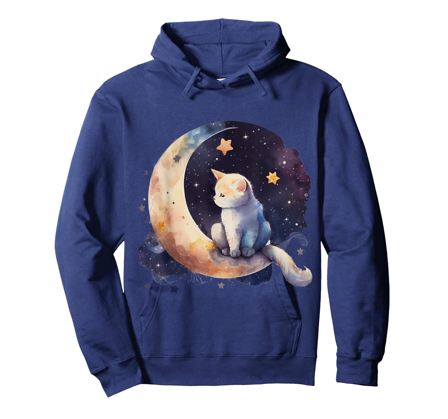 Cute Cat Crescent Moon Phases Purple Star Night Kawaii Cat T-Shirt