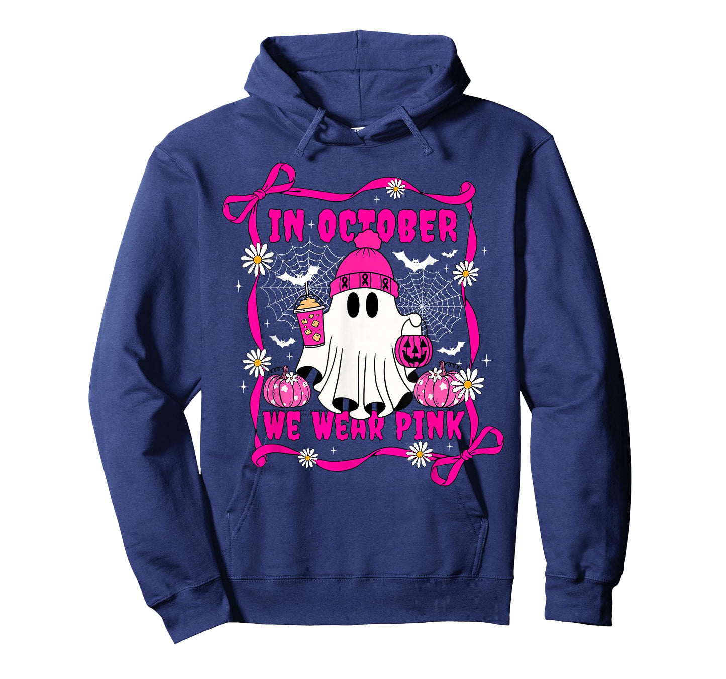 We Wear Pink in October Cute Ghost Breast Cancer Awareness T-Shirt