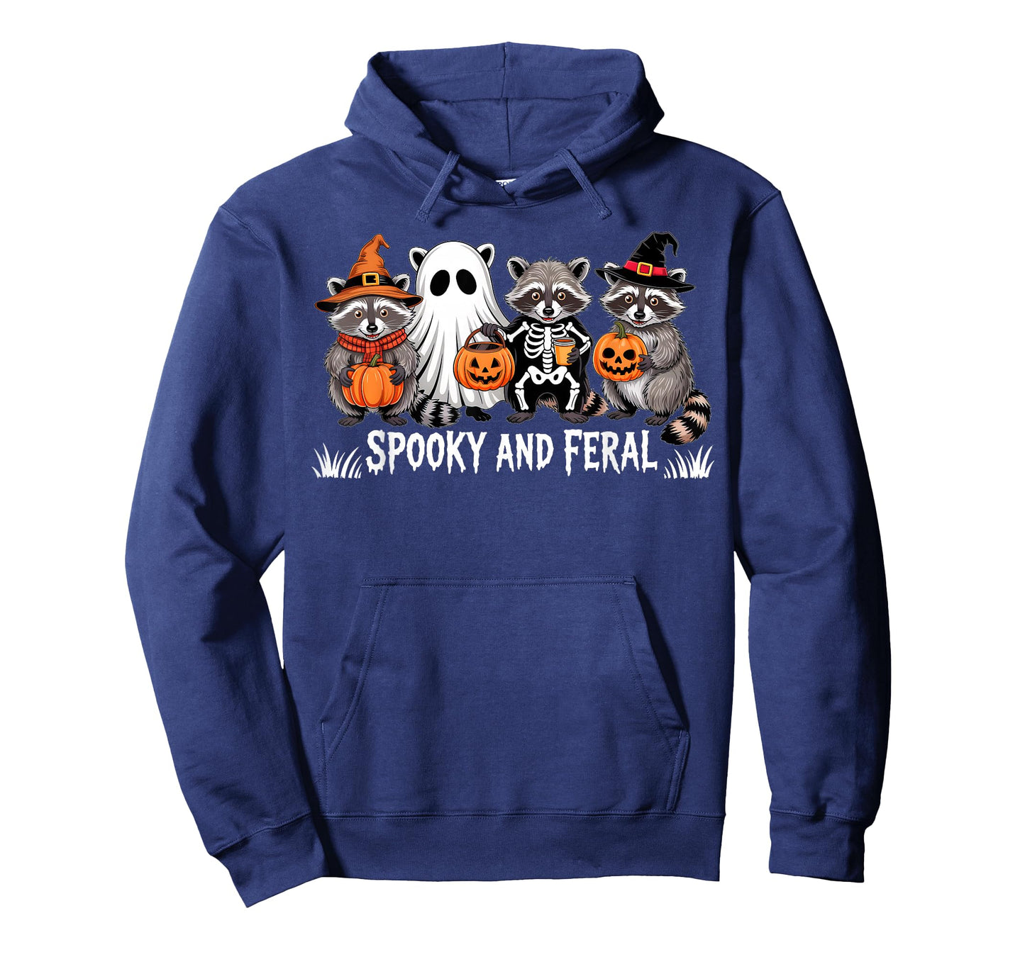 Cute Ghost Halloween Raccoon Trick Or Treat Spooky And Feral T-Shirt