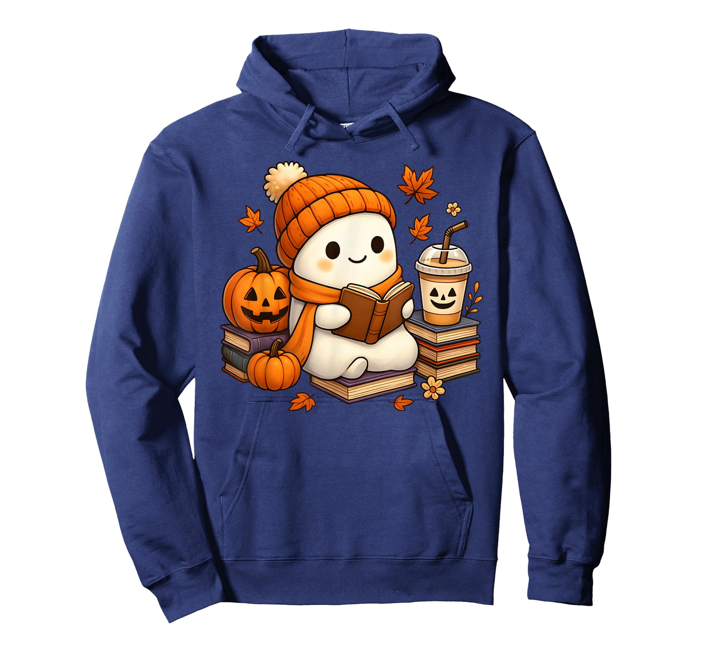 Halloween Ghost Reading Book Lovers Coffee Girl Women T-Shirt