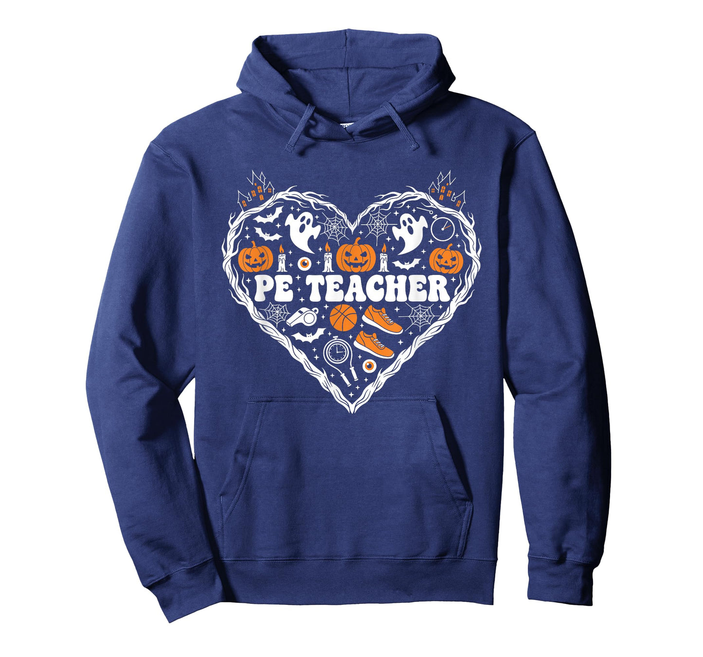 PE Teacher Heart Pumpkin Ghost Halloween Kids Mens Womens T-Shirt