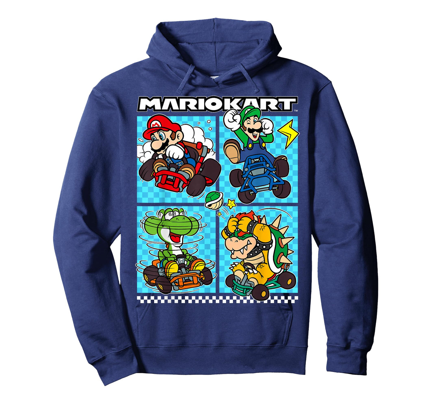 Mario Kart Group Graphic T-Shirt - Classic Fit, Crew Neck, Black, Adult