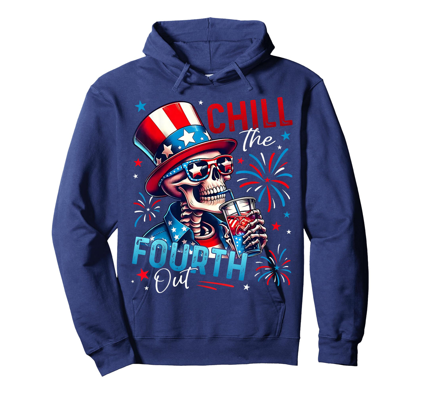 Chill The Fourth Out Funny Skeleton 4th Of July Patriotic T-Shirt