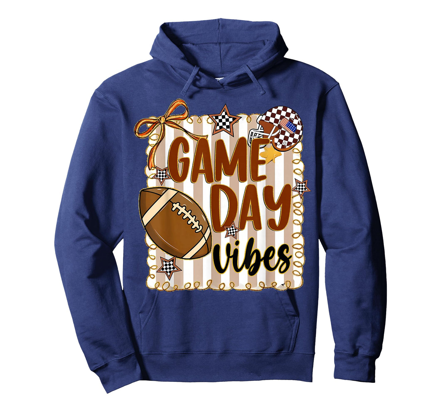 Preppy Game Day American Football Women Girl Kids Vibes T-Shirt