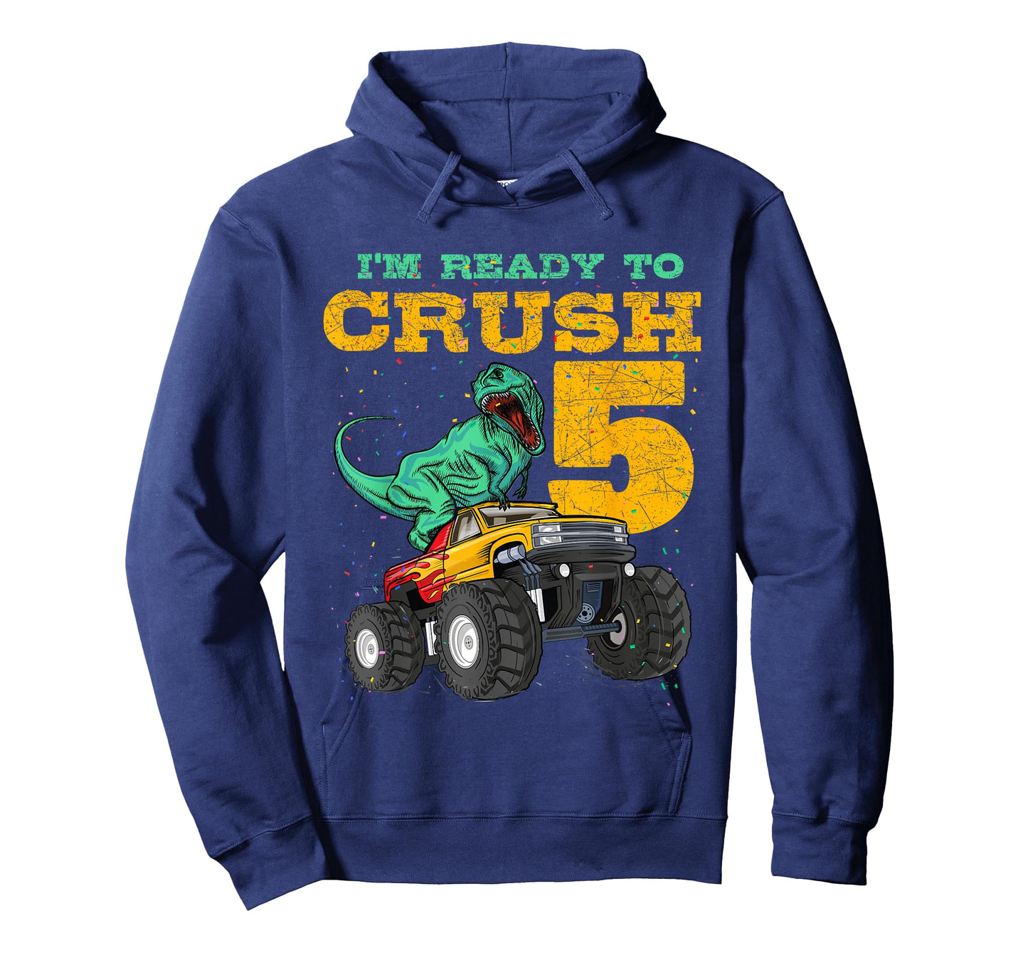 5th Birthday Monster Truck Dino 5 Years Old Bday T-Shirt