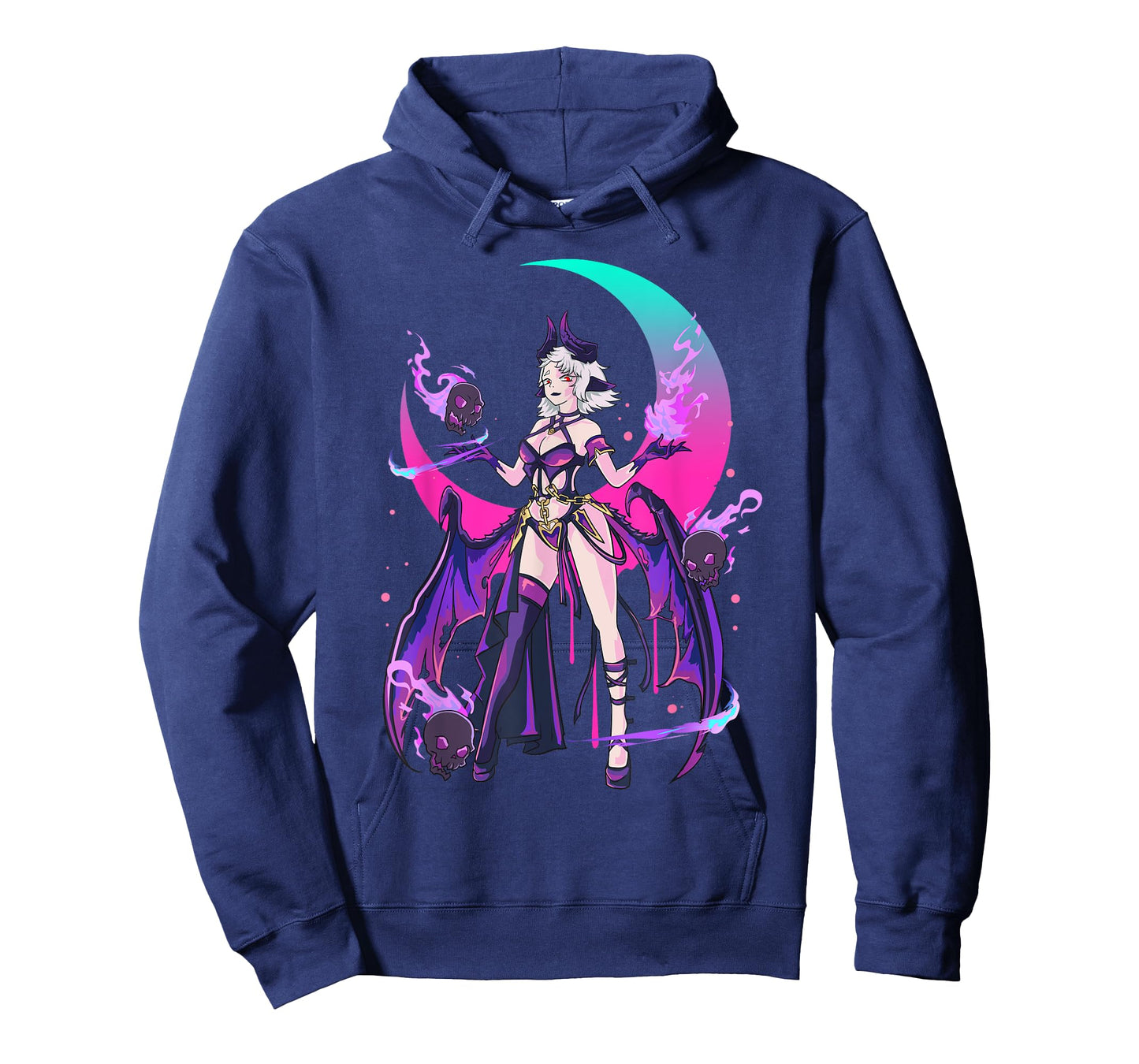 Sexy Anime Devil Witchy Skull Moon Fire Japanese Otaku Magic T-Shirt