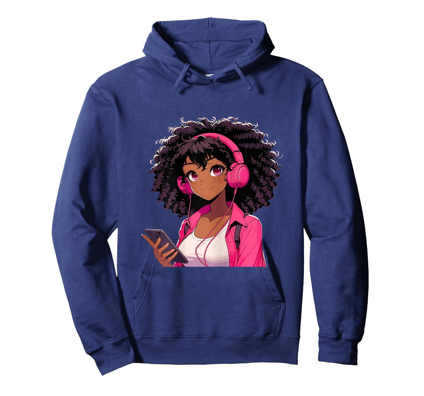 Black Girl Anime Music Headphones T-Shirt