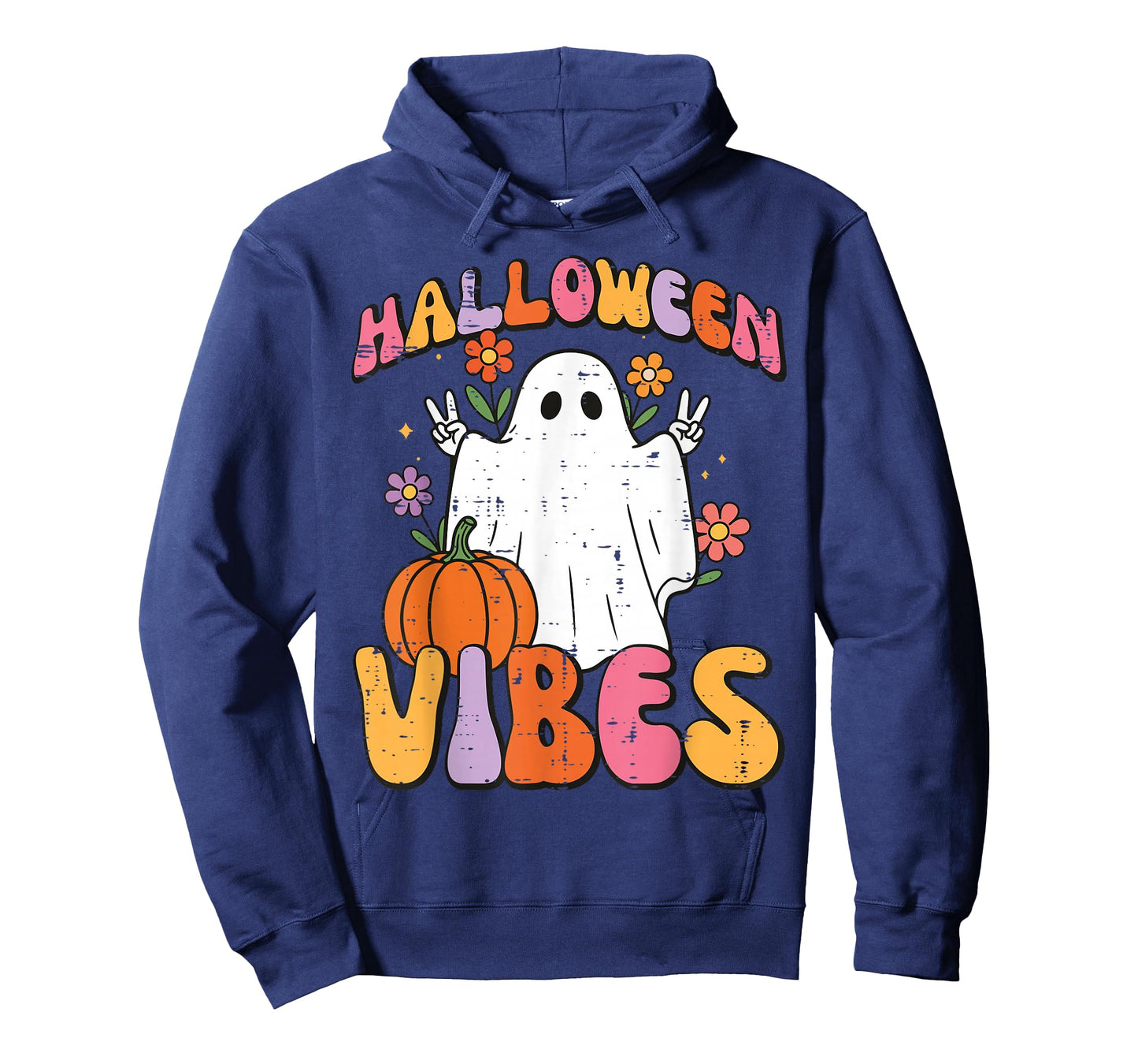 Halloween Vibes Ghost Peace Costume Groovy Women Girls Kids T-Shirt
