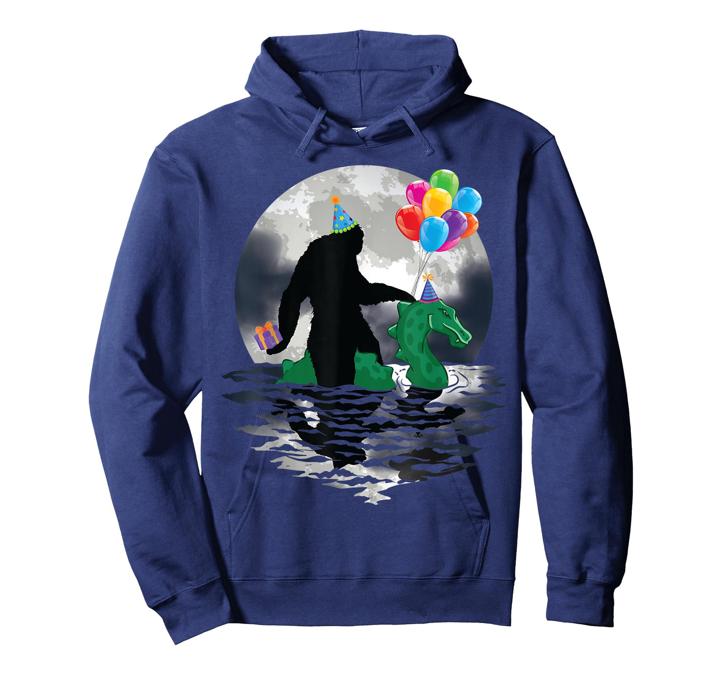 Funny Bigfoot Riding Loch Ness Monster Birthday Celebration T-Shirt