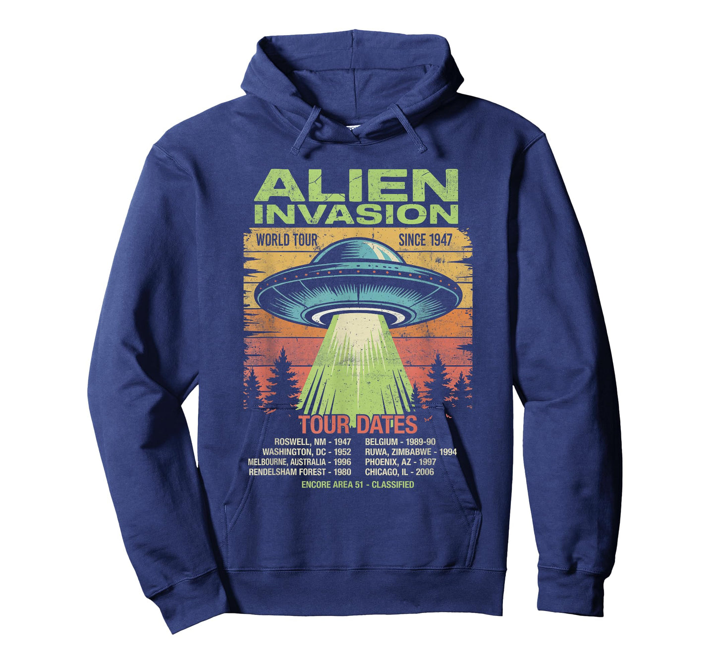 Alien Invasion Tour Dates Retro UFO Flying Saucer Vintage T-Shirt
