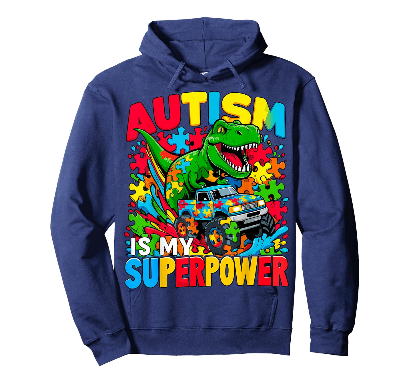 Autism Is My Superpower Dino Boys Monster Truck T-Shirt